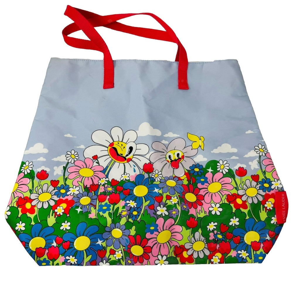 ESTEE LAUDER Hattie Stewart Recycled Fabric Floral Tote Travel‎ Beach Bag Lined